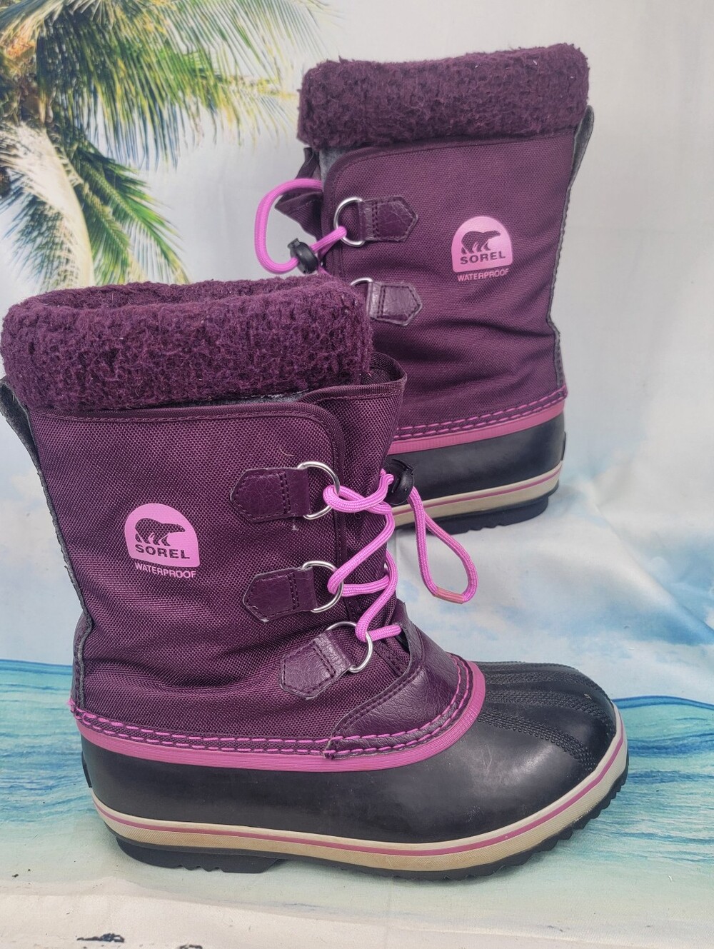 Sorel Snow Boots‎ Yoot Pac Purple/Black Waterproof Womens 6.5 Mens 5